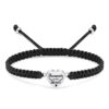 Cross-border stainless steel heart-shaped DIY engraved memorial pet loved ones urn black braided rope adjustable bracelet