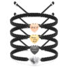 Cross-border stainless steel heart-shaped DIY engraved memorial pet loved ones urn black braided rope adjustable bracelet